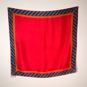Kenzo Vintage Red Multicolor Striped 100% Silk Scarf - Made in Japan
